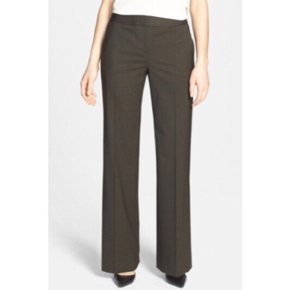 Lafayette 148 New York Womens Delancey Wide Leg Wool Dress Pant Size 12 Brown - Picture 1 of 6